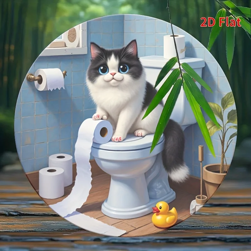 2D Metal Sign Funny Cat On Toi - Home Bathroom Decor Ideas บทวิจารณ์และราคา
