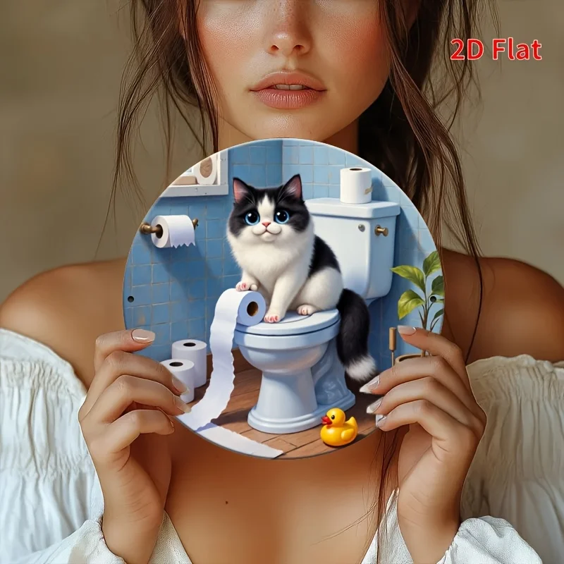 2D Metal Sign Funny Cat On Toi - Home Bathroom Decor Ideas บทวิจารณ์และราคา