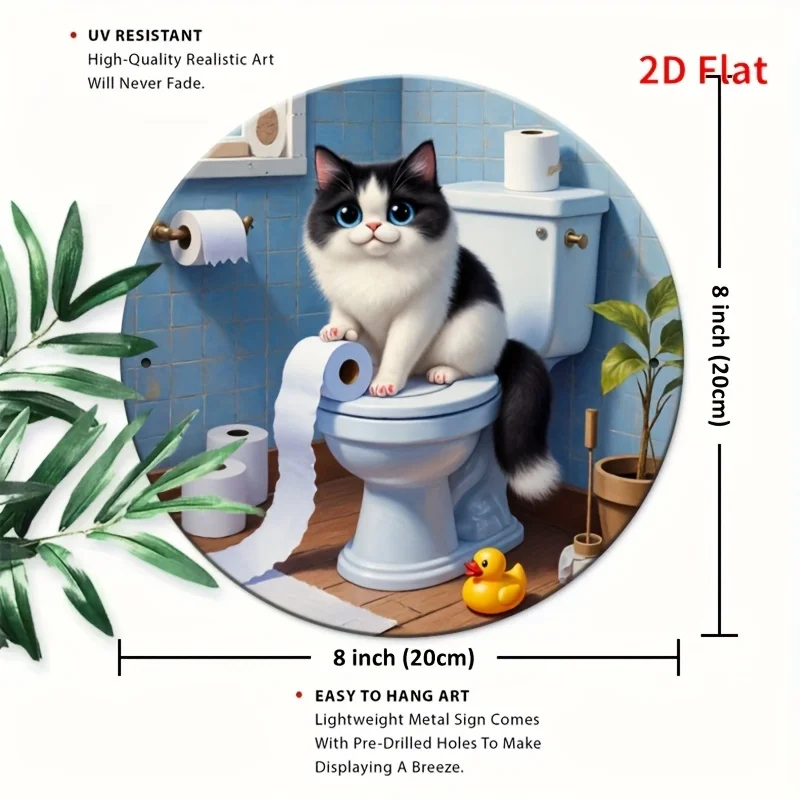 2D Metal Sign Funny Cat On Toi - Home Bathroom Decor Ideas บทวิจารณ์และราคา