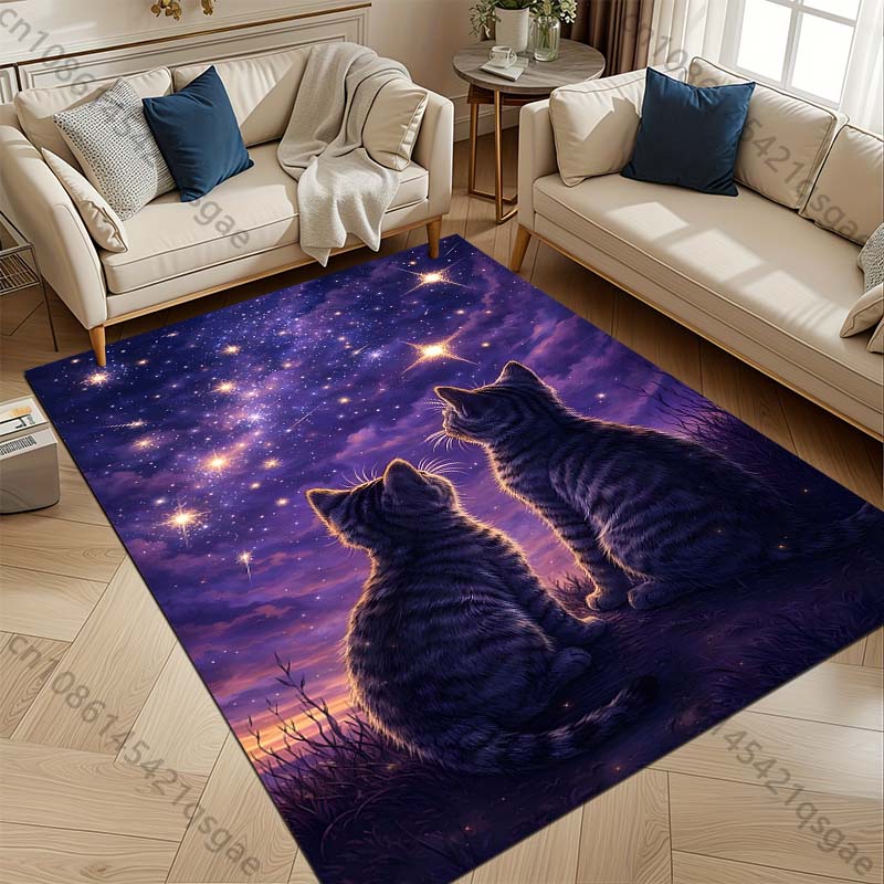 1PC Two cats gaze at stars Pri - Home Bathroom With Two Toilets บทวิจารณ์และราคา