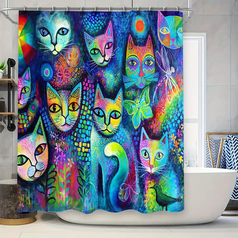 Cat Shower Curtain Artistic An - Home Bathroom Decor Ideas บทวิจารณ์และราคา