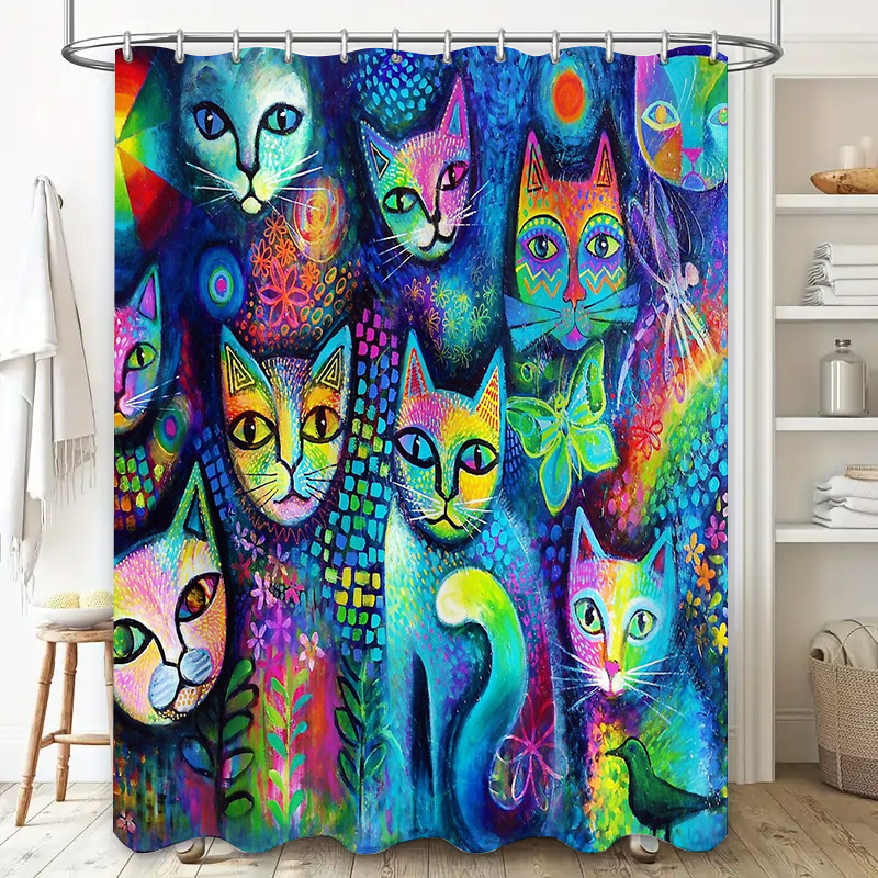 Cat Shower Curtain Artistic An - Home Bathroom Decor Ideas บทวิจารณ์และราคา