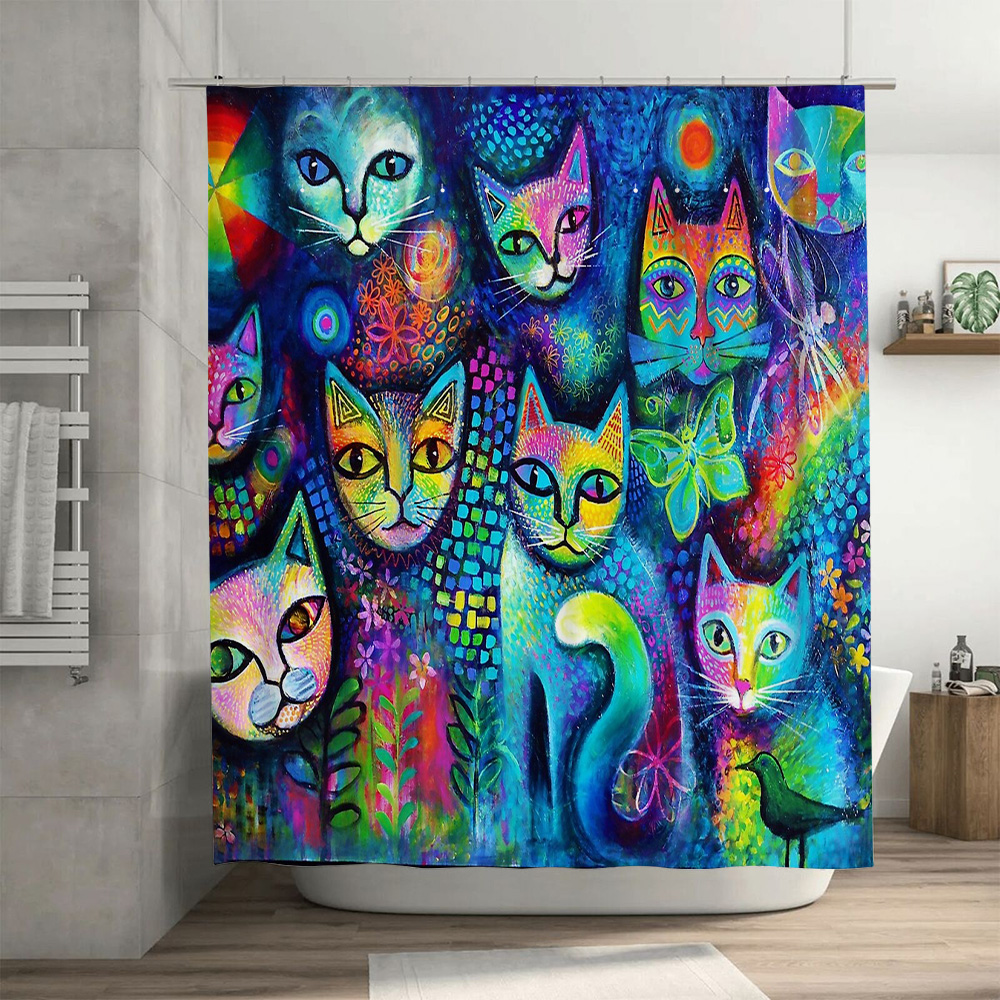 Cat Shower Curtain Artistic An - Home Bathroom Decor Ideas บทวิจารณ์และราคา