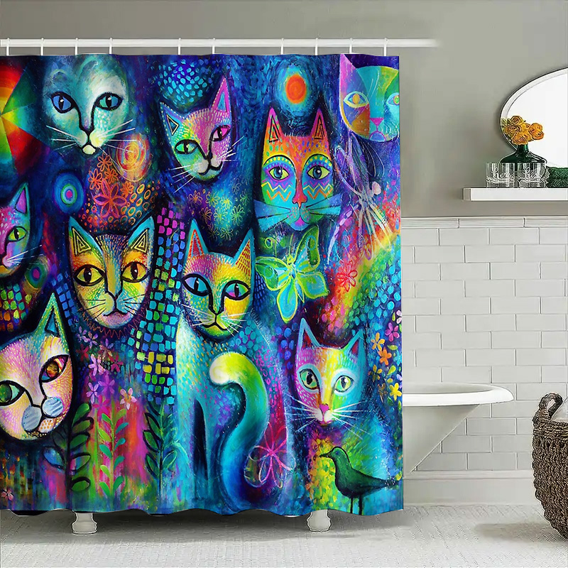Cat Shower Curtain Artistic An - Home Bathroom Decor Ideas บทวิจารณ์และราคา