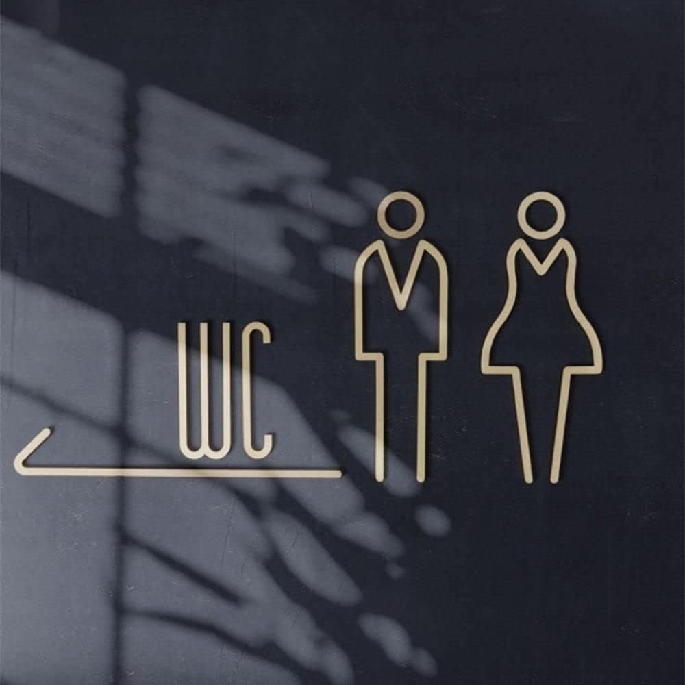 Self Adhesive Brass WC Sign Re - Home Bathroom Door Signs บทวิจารณ์และราคา