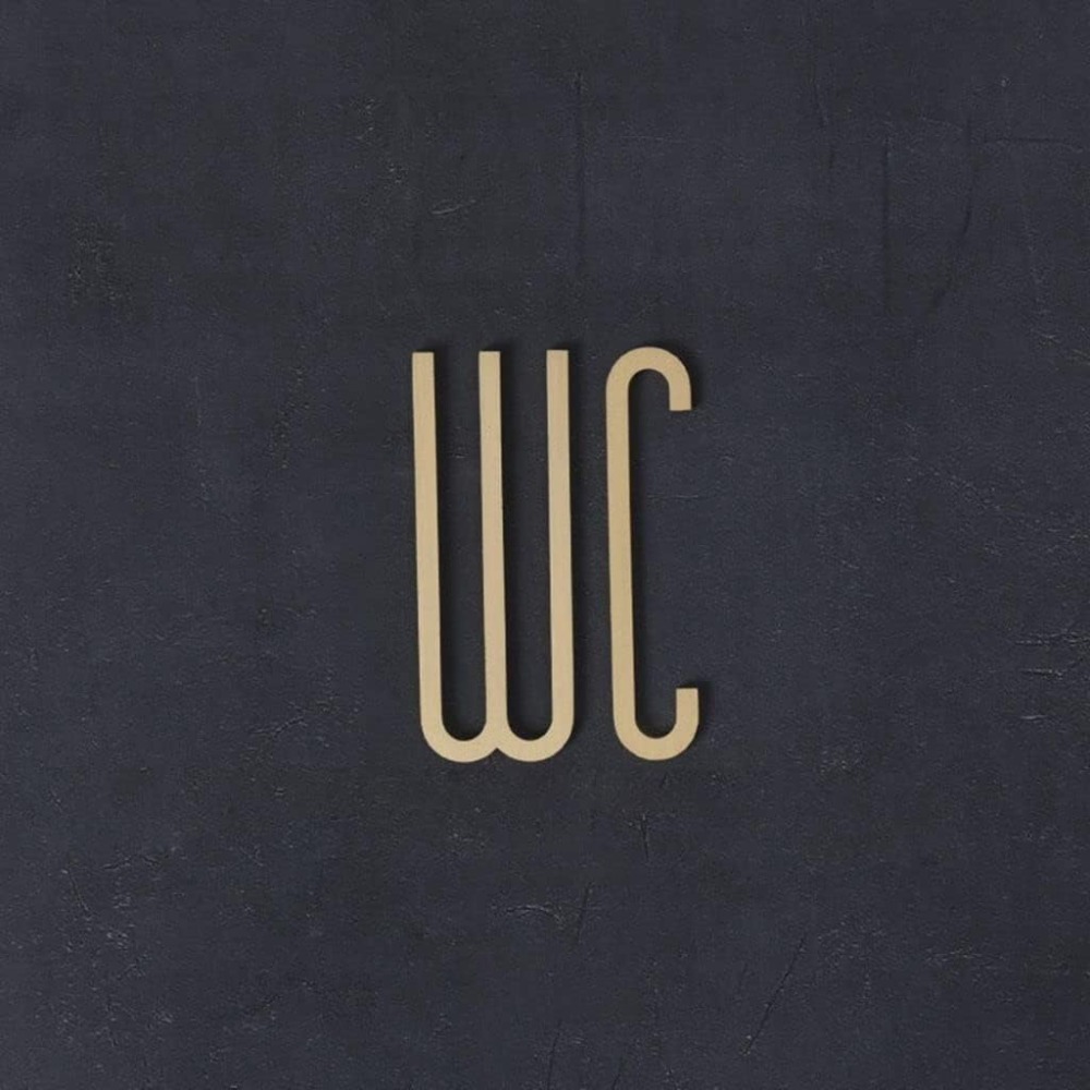 Self Adhesive Brass WC Sign Re - Home Bathroom Door Signs บทวิจารณ์และราคา