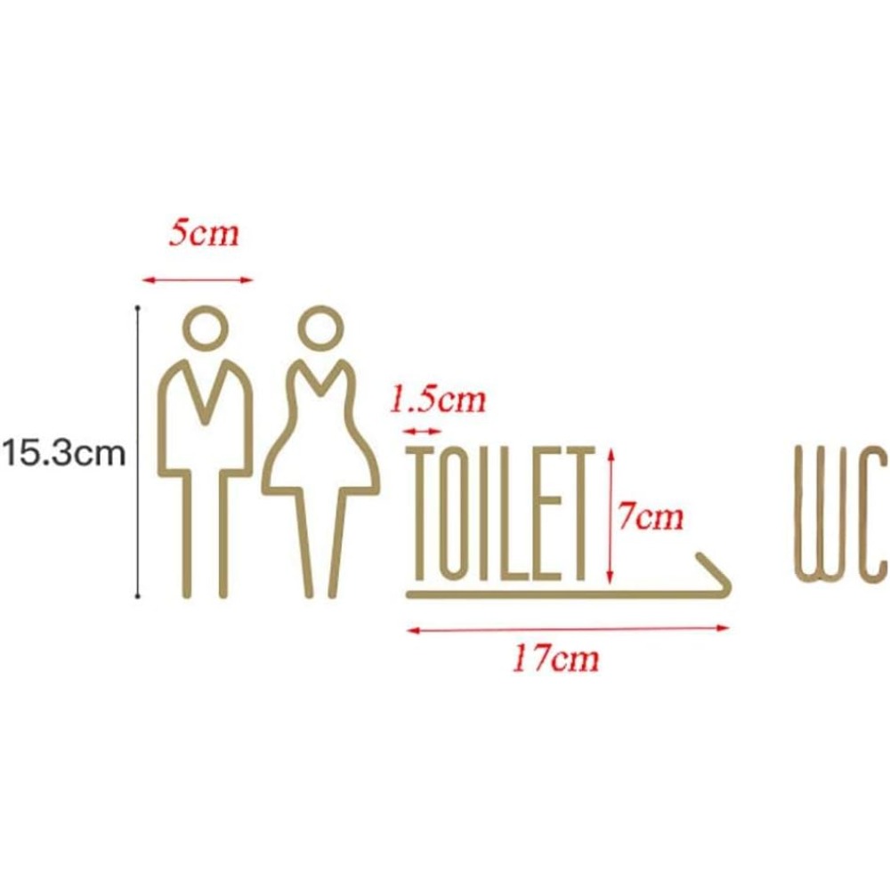 Self Adhesive Brass WC Sign Re - Home Bathroom Door Signs บทวิจารณ์และราคา