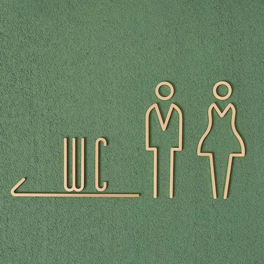 Self Adhesive Brass WC Sign Re - Home Bathroom Door Signs บทวิจารณ์และราคา