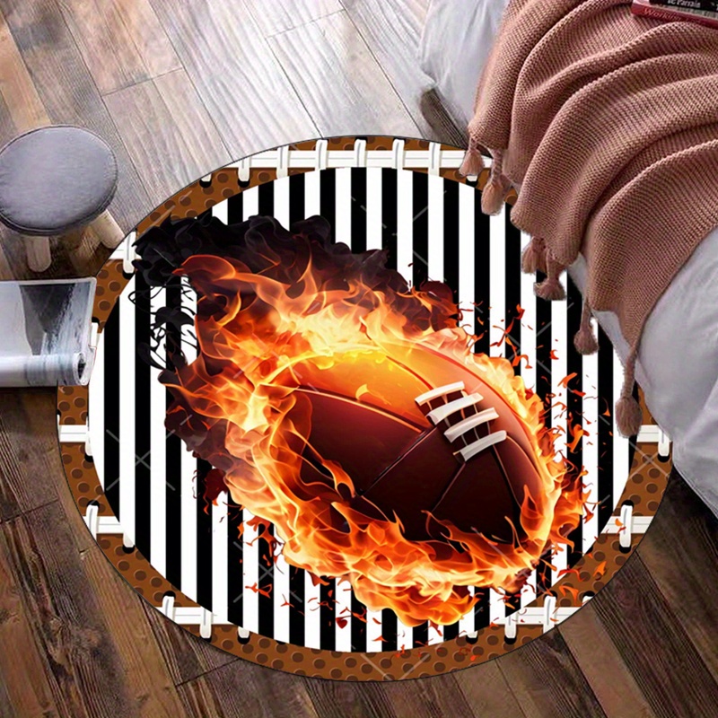 Flaming Football Round Rug for - Home Bathroom Decor Ideas บทวิจารณ์และราคา