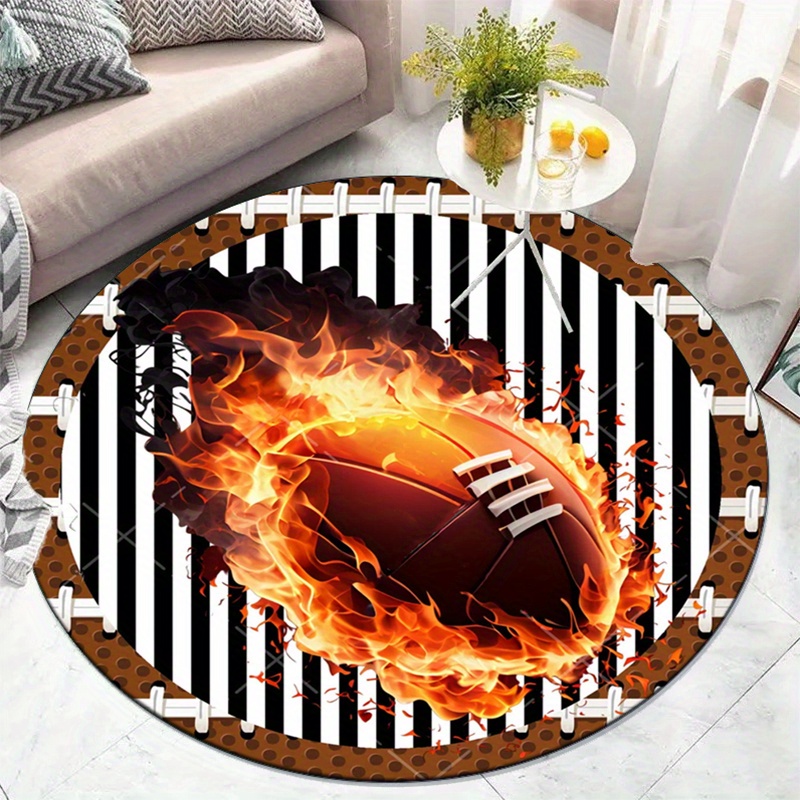 Flaming Football Round Rug for - Home Bathroom Decor Ideas บทวิจารณ์และราคา