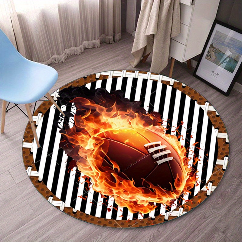 Flaming Football Round Rug for - Home Bathroom Decor Ideas บทวิจารณ์และราคา