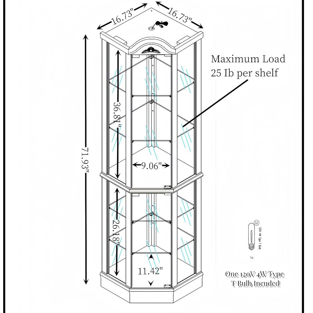 72 Tall Glass Curio Cabinet wi - Home & Bathroom Building Products Pte Ltd บทวิจารณ์และราคา