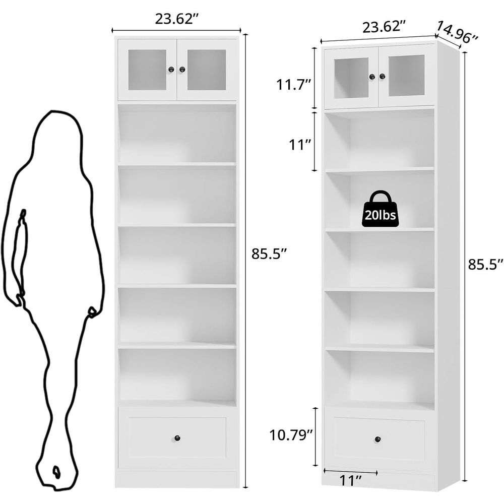 7-Tier Glass Door Bookcase, 85 - Home & Bathroom Building Products Pte Ltd บทวิจารณ์และราคา