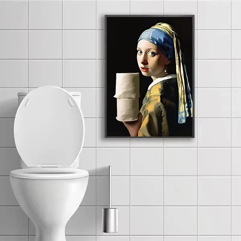 Funny Mona Lisa Wearing Pearls - Home Bathroom Pictures บทวิจารณ์และราคา