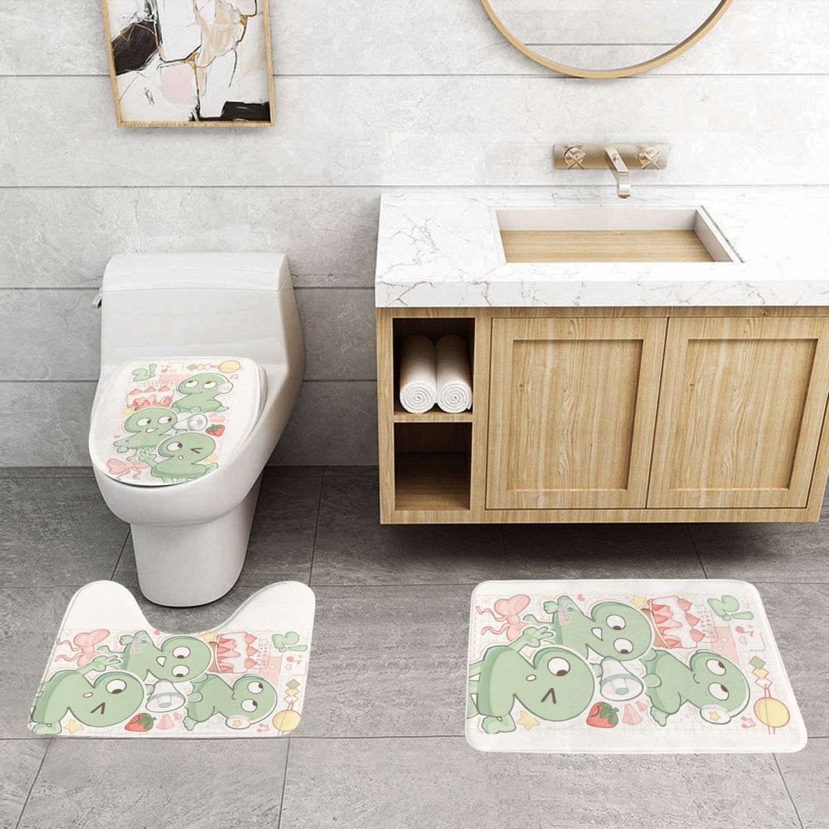 Two Tpot BFDI 3 Pcs Bath Mat B - Home Bathroom With Two Toilets บทวิจารณ์และราคา