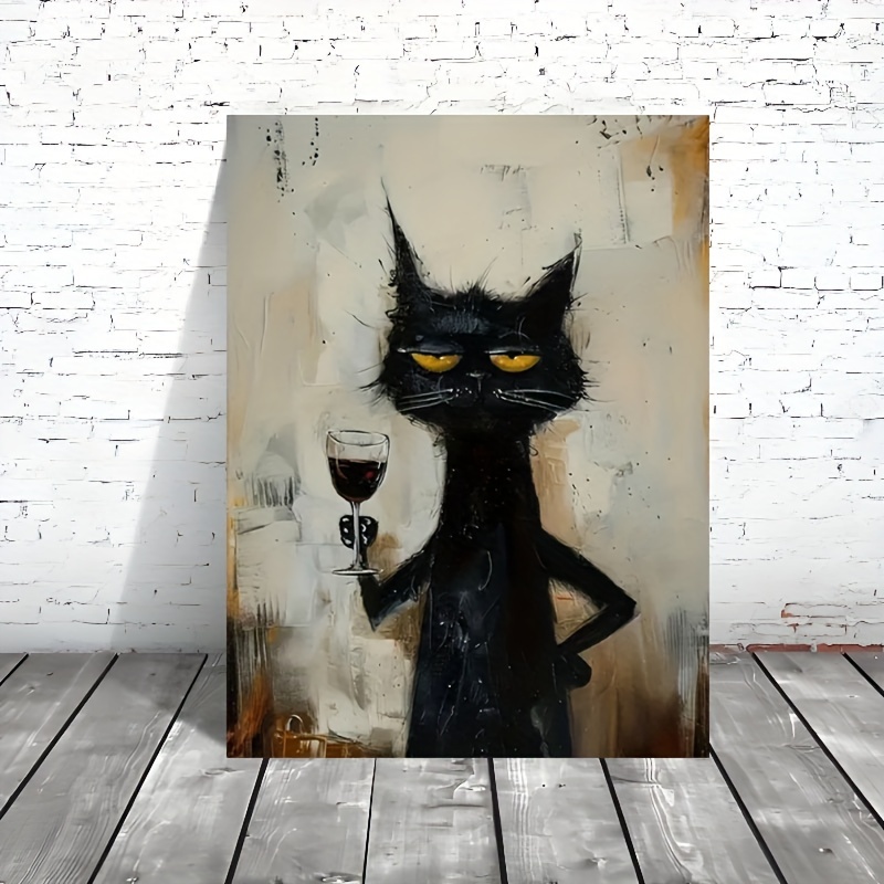 Chic Black Cat Art Canvas Prin - Home Bathroom Pictures บทวิจารณ์และราคา