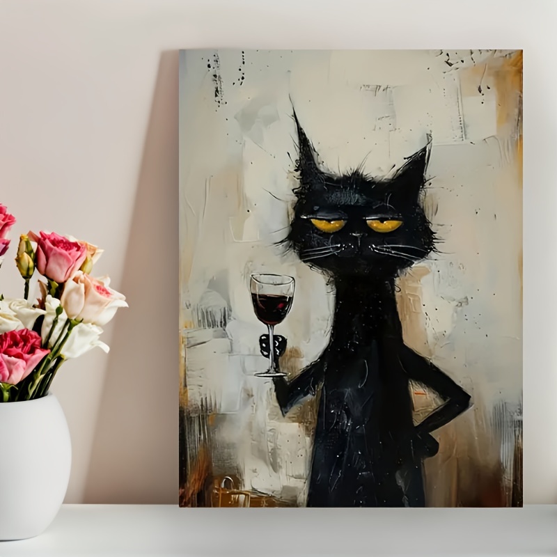 Chic Black Cat Art Canvas Prin - Home Bathroom Pictures บทวิจารณ์และราคา