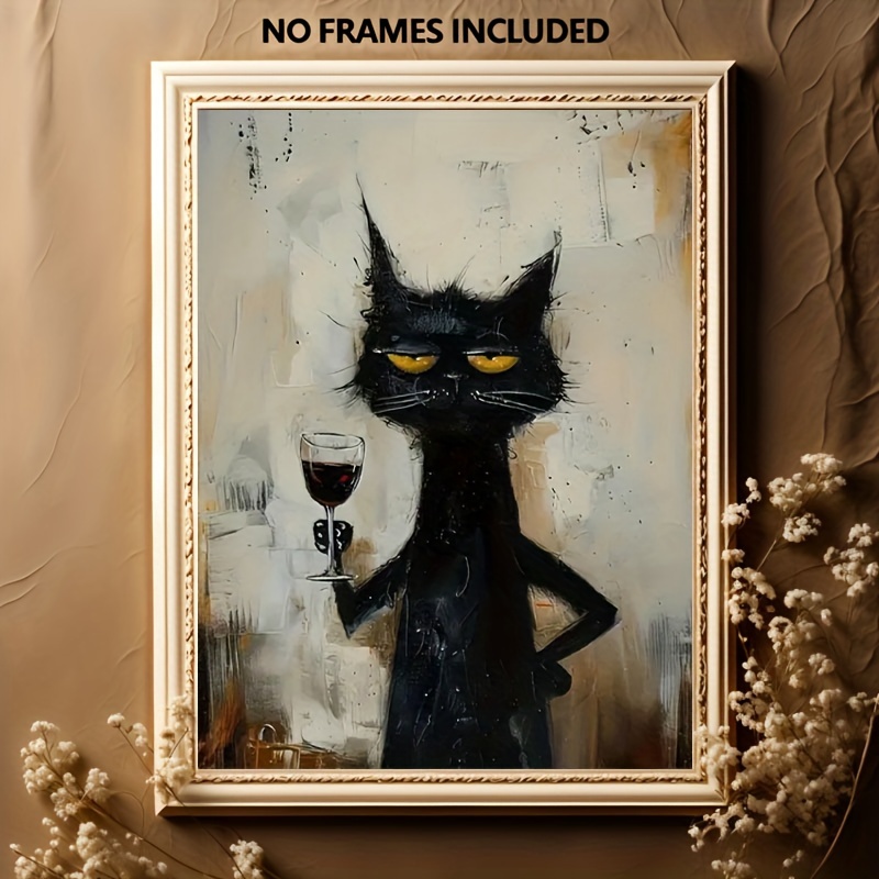 Chic Black Cat Art Canvas Prin - Home Bathroom Pictures บทวิจารณ์และราคา