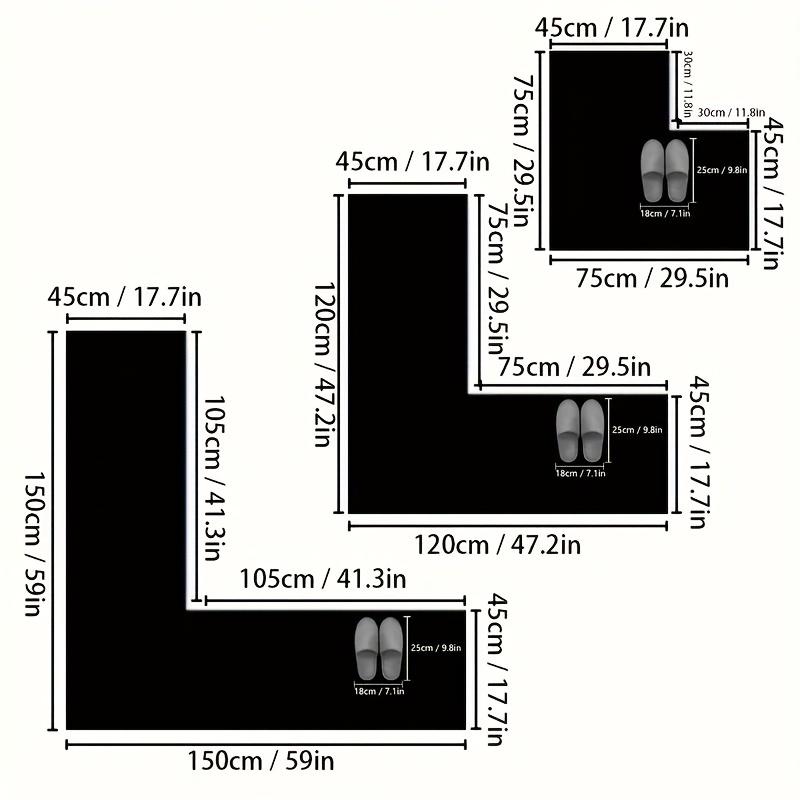 L-Shaped Non-Slip Floor Mat fo - Home Bathroom Mats บทวิจารณ์และราคา